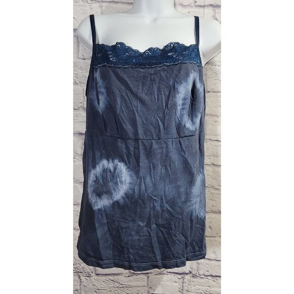 Lane Bryant Blue Tie Dye Lace Detail Adjustable Spaghetti Strap Tank Top 18 20 - Picture 1 of 5
